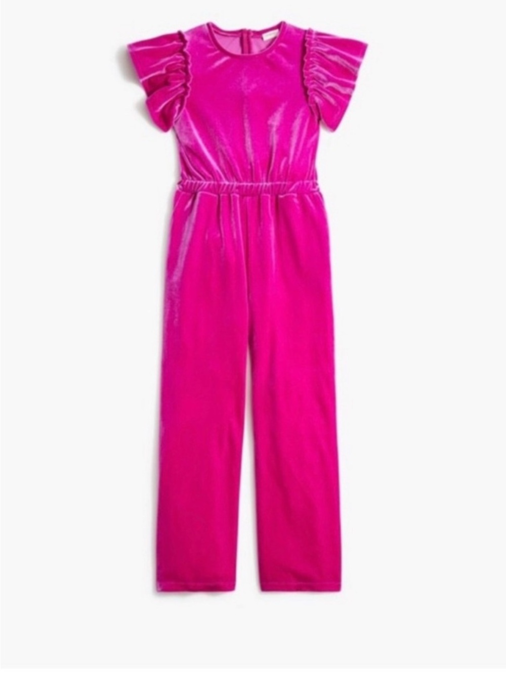 Girls JCrew Velvet Off-Shoulder Jumpsuit in Hot Pink Size 7